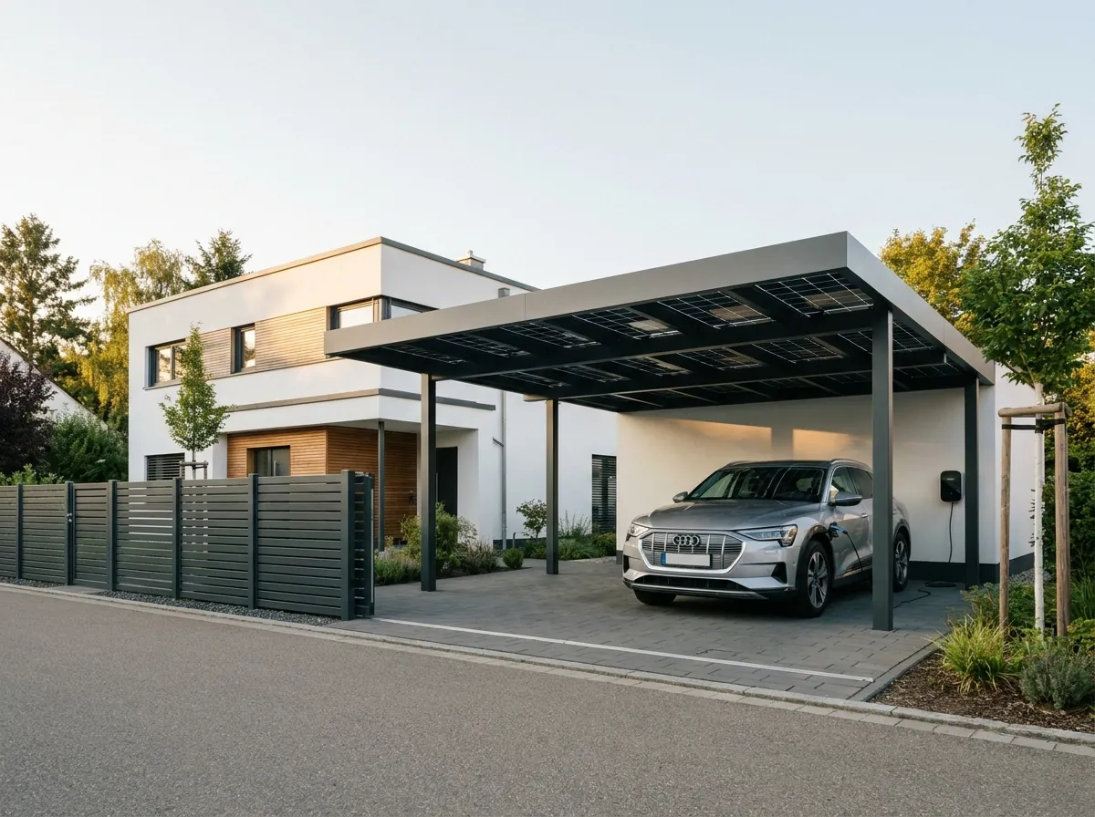 Aluminium-Doppelcarport mit Solardach