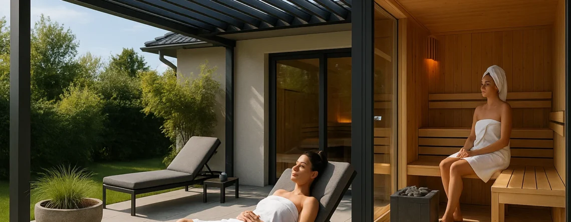 Pergola und Sauna