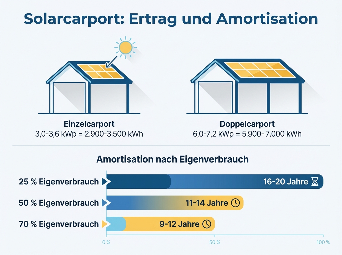 Ertrag und Amortisation eines Solarcarports